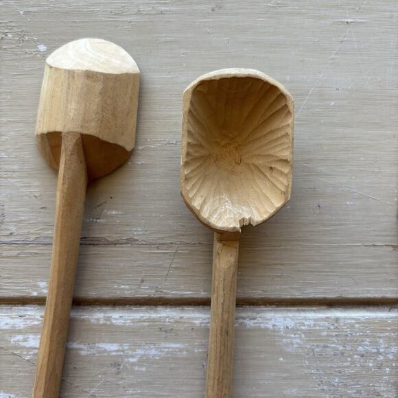 Set of 11 rustic hand-carved Mexican Folk Art Native Wooden Coffee Spoons - Picture 10 of 11